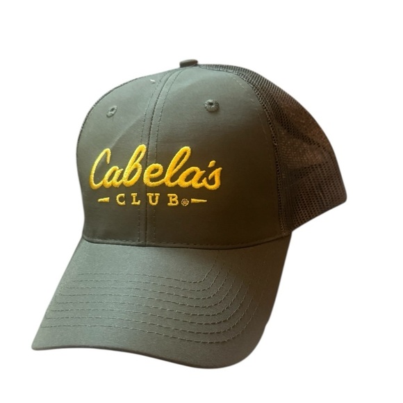 NEW! CABELA CAMP Canvas Mesh Snap Back Men’s Adjustable Olive Trucker Cap Hat OS - Picture 6 of 9